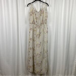 ModCloth Tan Floral Swiss Dot Lace Back Maxi Dress Sz.1X